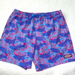 Vineyard Vines Swim Trunks Mens Large Pink Blue Fish Reef Lined Beach